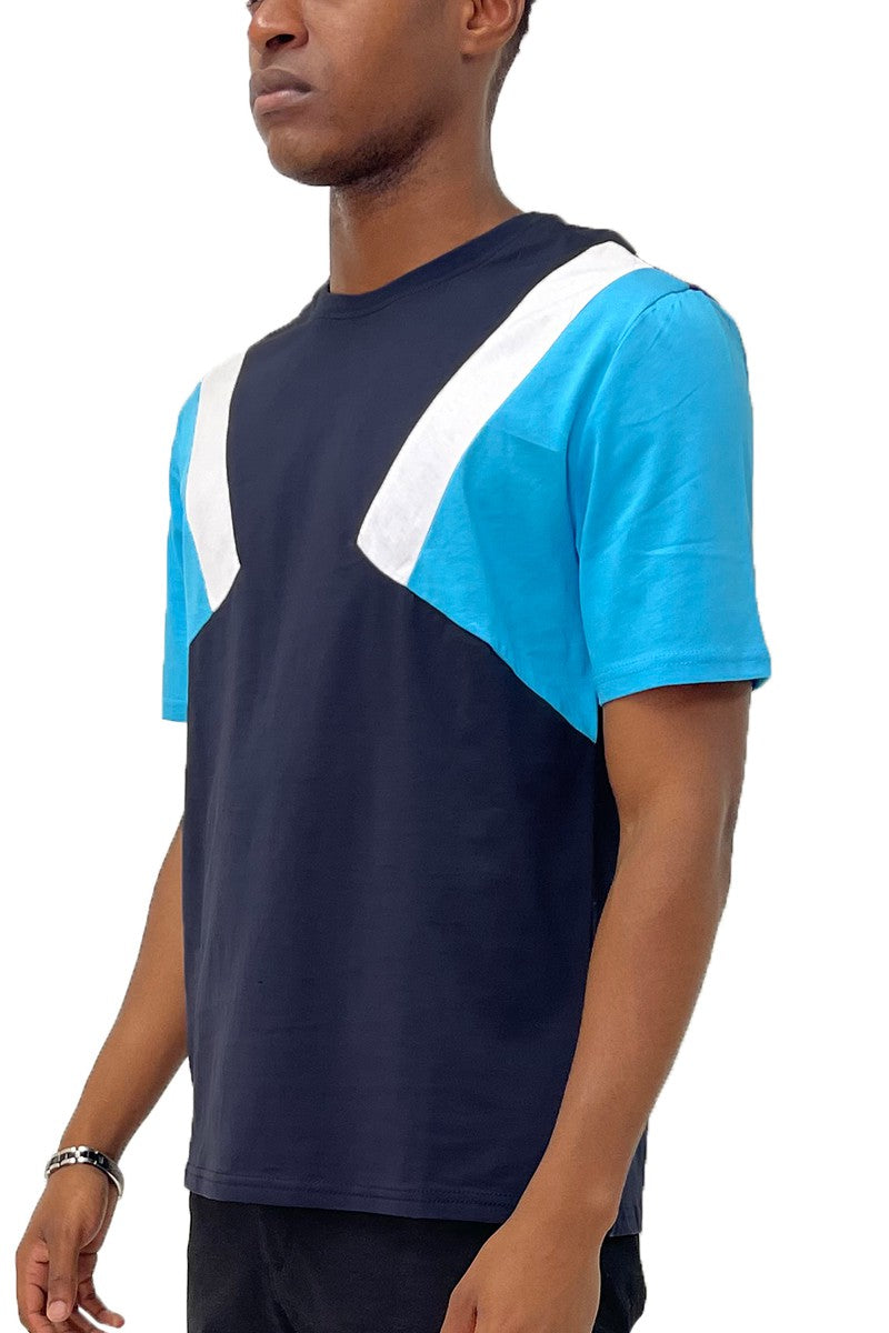 Color-Block Round-Neck Short Sleeve T-Shirt - Multiple Colors - (S-2XL)