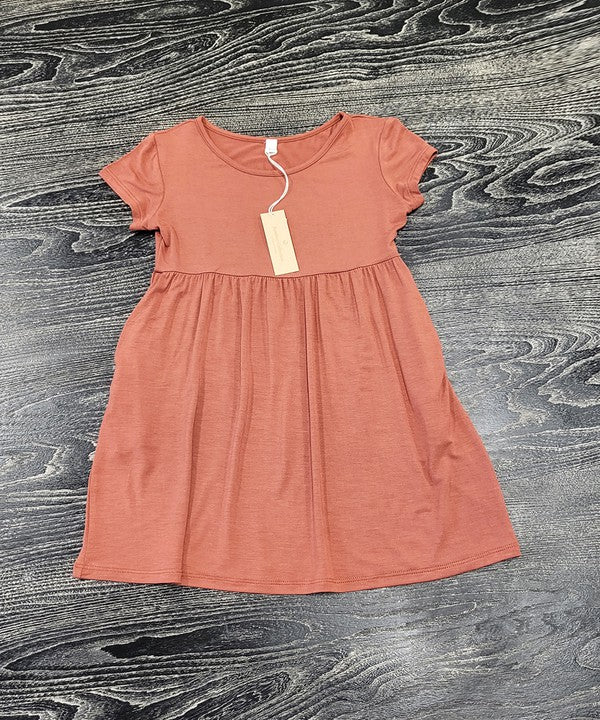 Bamboo Babydoll Solid Short-Sleeve Dress With Pockets - Multiple Colors - (S-L)