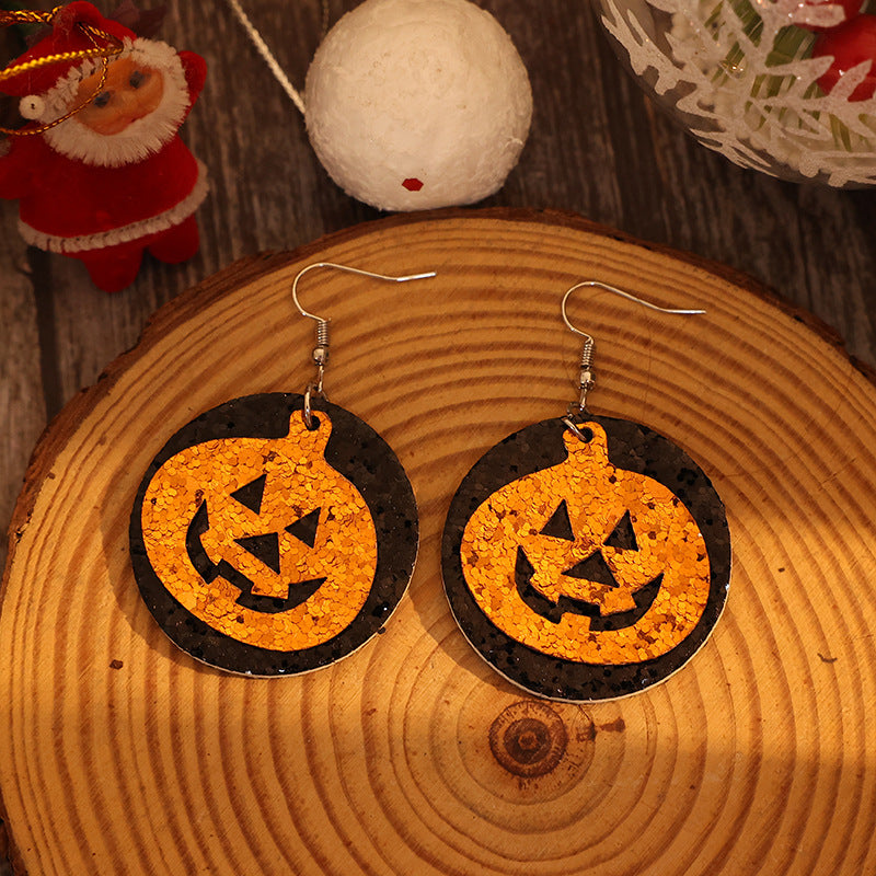 PU Leather Pumpkin Dangle Earrings