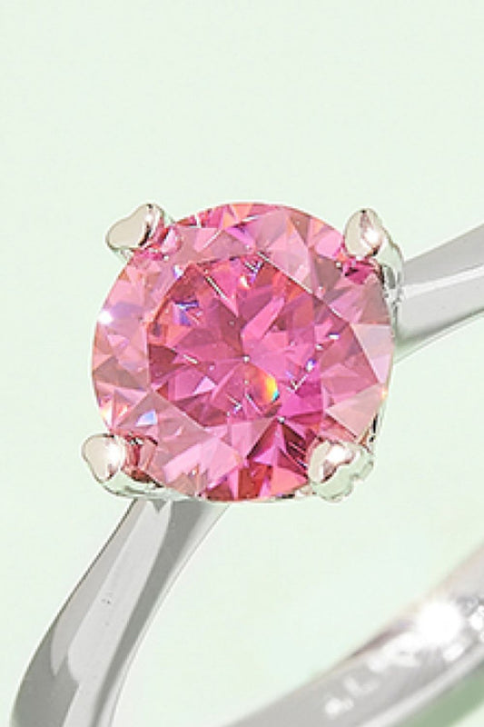 1 Carat Moissanite 925 Sterling Silver 4-Prong Heart Solitaire Ring - Multiple Colored Gems