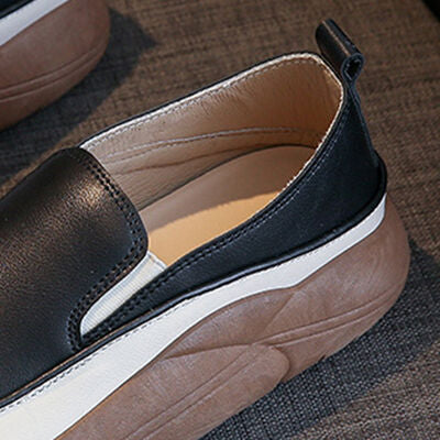 Comfortable Chunky Faux-Leather Slip-On Shoes - Multiple Colors - (4-11)