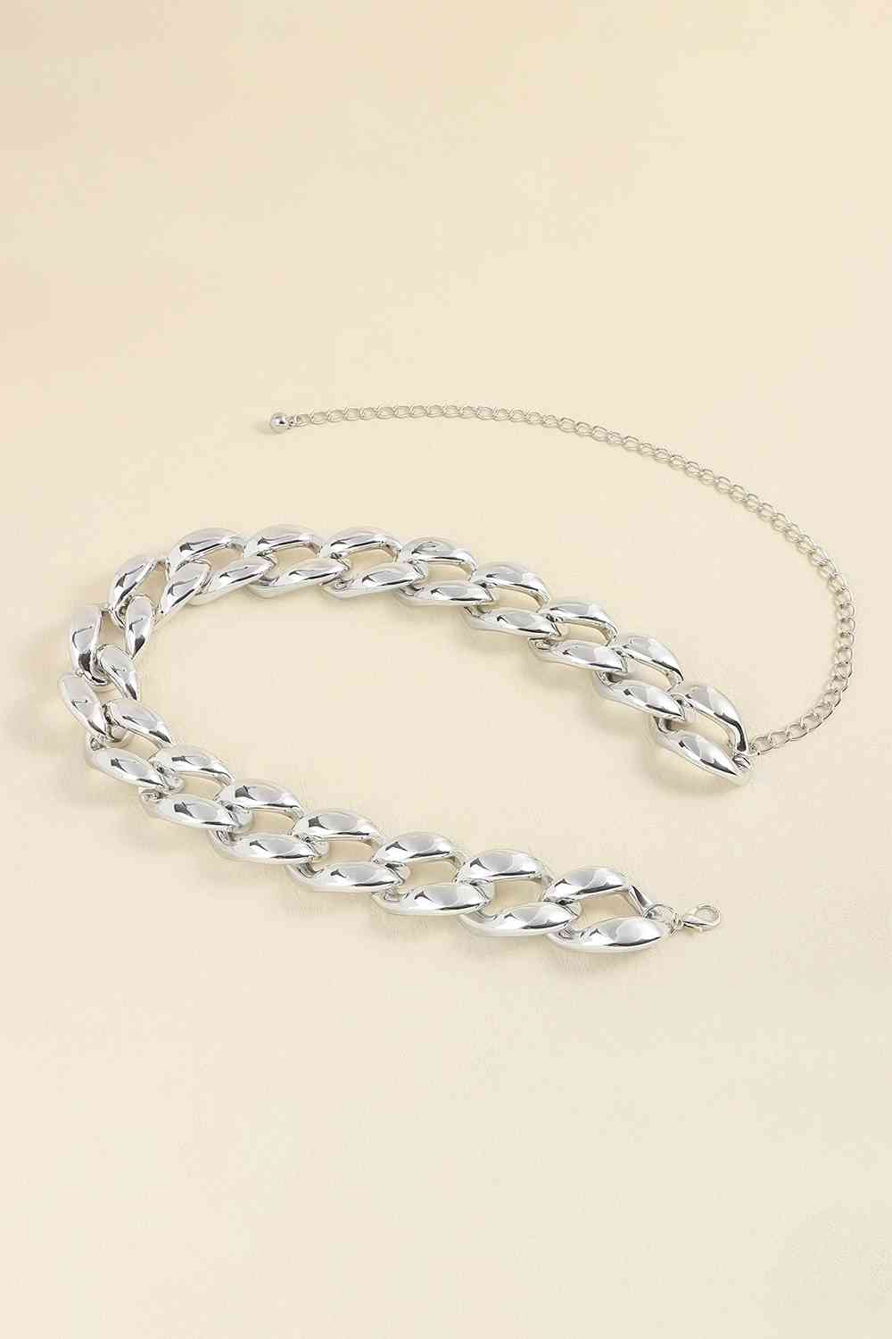1.2" WIDTH ACRYLIC CURB CHAIN BELT - GOLD, SILVER