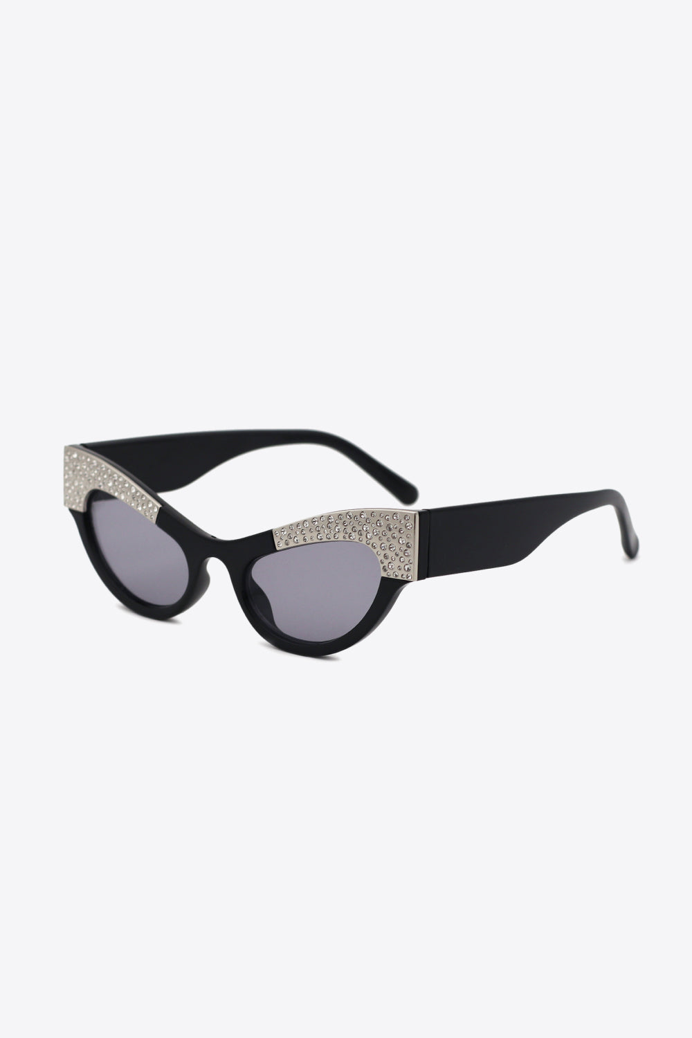 UV400 Rhinestone-Trim Cat-Eye Sunglasses With Case - Multiple Colors