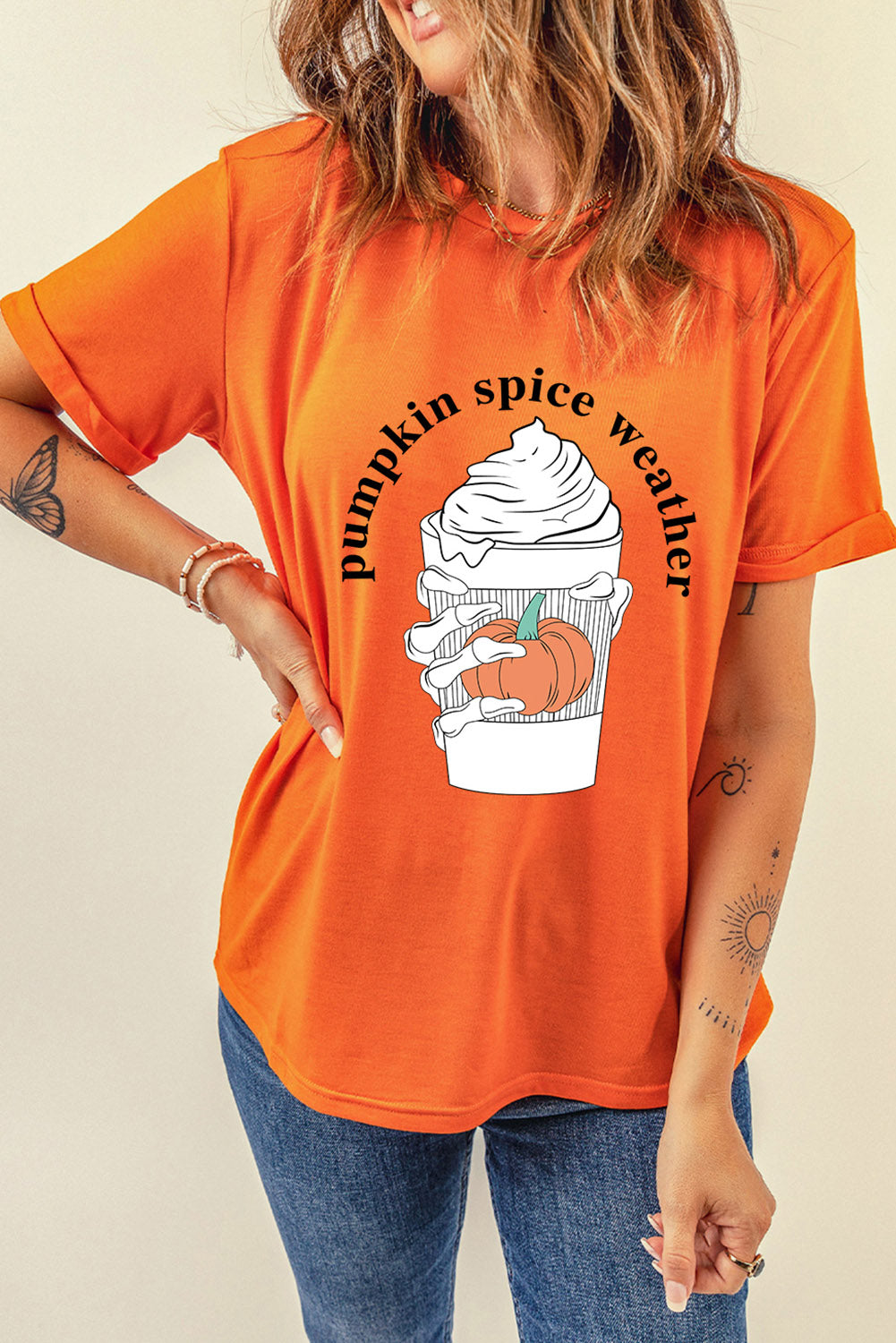 "Pumpkin Spice Weather" Graphic Short-Sleeve T-Shirt - Pumpkin - (S-2XL)