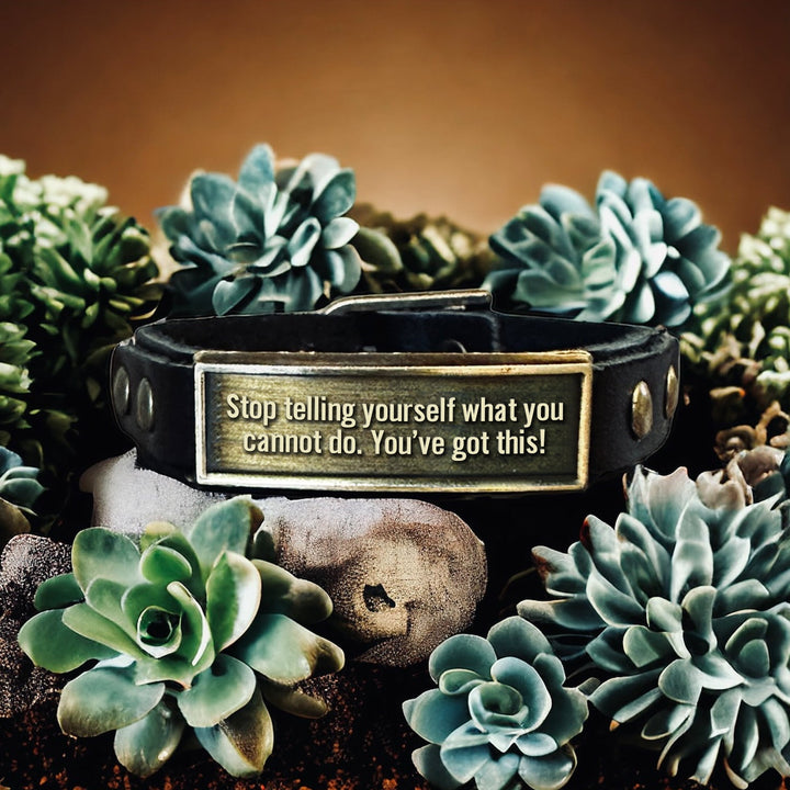 Leather Wristlet: Stop Telling Yourself