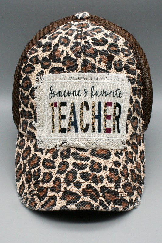 "Someone's Favorite Teacher" Patch Leopard Trucker Hat