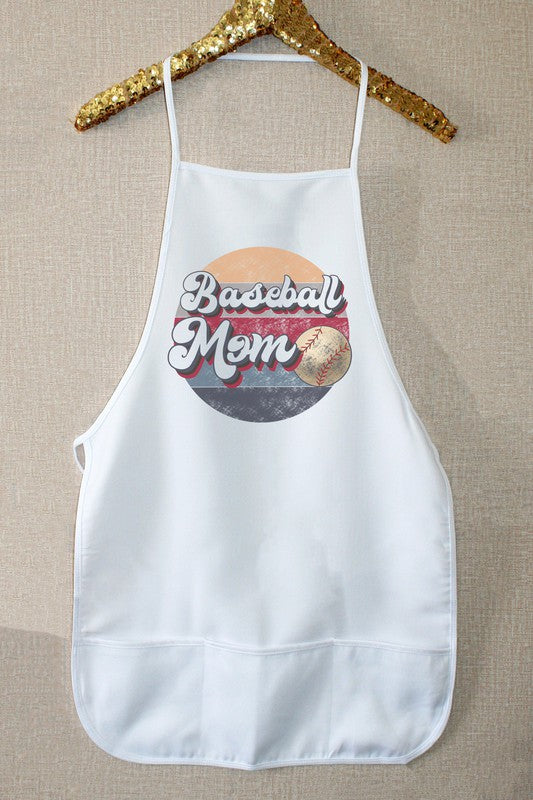 "Baseball Mom" Graphic Apron - White
