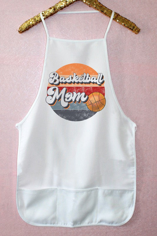 "Basketball Mom" Graphic Apron - White