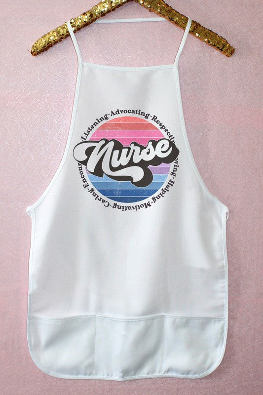 "Nurse" Inspiration Circle Graphic Apron - White