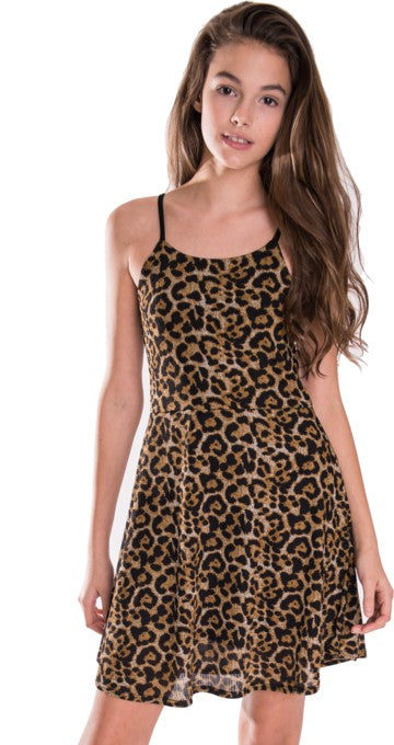 Spaghetti-Strap Leopard-Print Midi Party Dress - (S-XL)