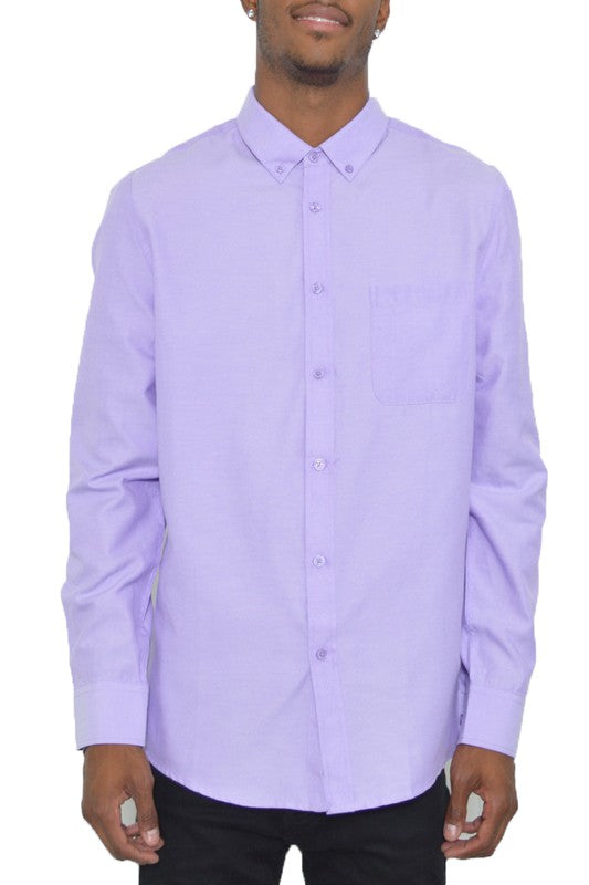 Long Sleeve Solid Button-Down Light-Weight Dress Shirt - Multiple Colors - (S-3XL)