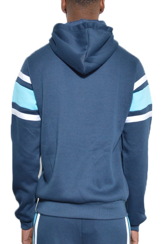 Triple-Striped Solid Pullover Hoodie With Kangaroo Pocket - Multiple Colors - (S-3XL)