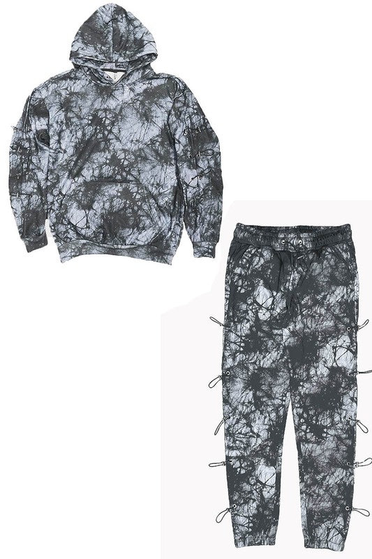 Tie-Dye Pullover Toggle Hoodie & Sweatpants Set With Pockets - Multiple Colors - (S-3XL)