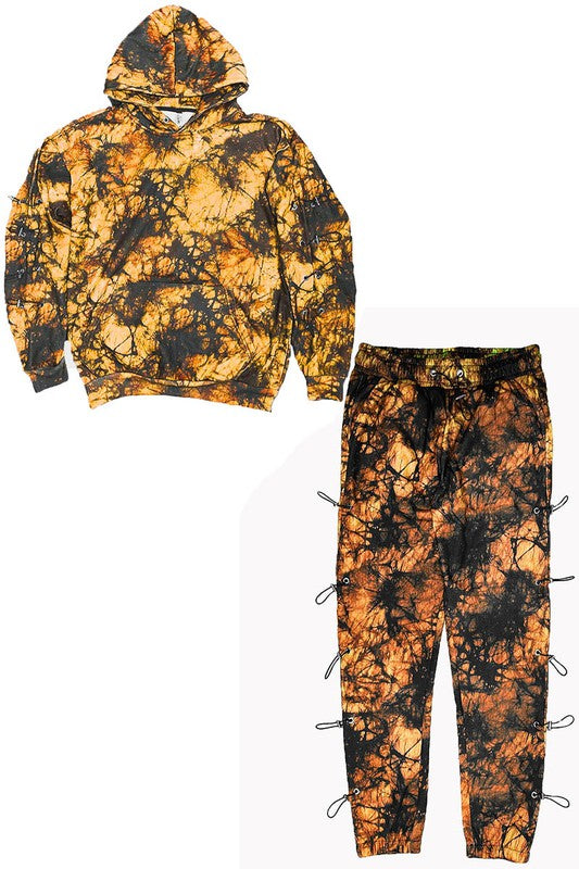 Tie-Dye Pullover Toggle Hoodie & Sweatpants Set With Pockets - Multiple Colors - (S-3XL)