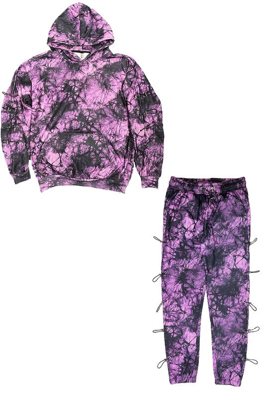 Tie-Dye Pullover Toggle Hoodie & Sweatpants Set With Pockets - Multiple Colors - (S-3XL)