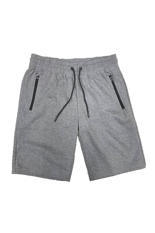 Cotton-Blend Drawstring Lounge Elastic-Waist Sweat Shorts With Zip/Velcro Pockets - Multiple Colors - (S-3XL)