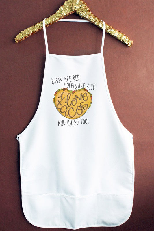 "I Love Tacos" Graphic Apron - White