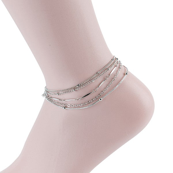 3-PIECE MULTI-LAYERED CHIC ANKLET - GOLD, SILVER