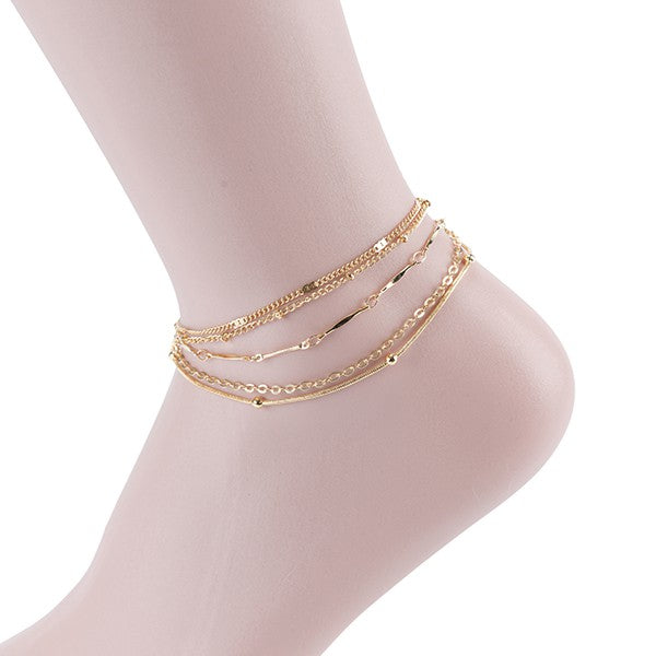 3-PIECE MULTI-LAYERED CHIC ANKLET - GOLD, SILVER