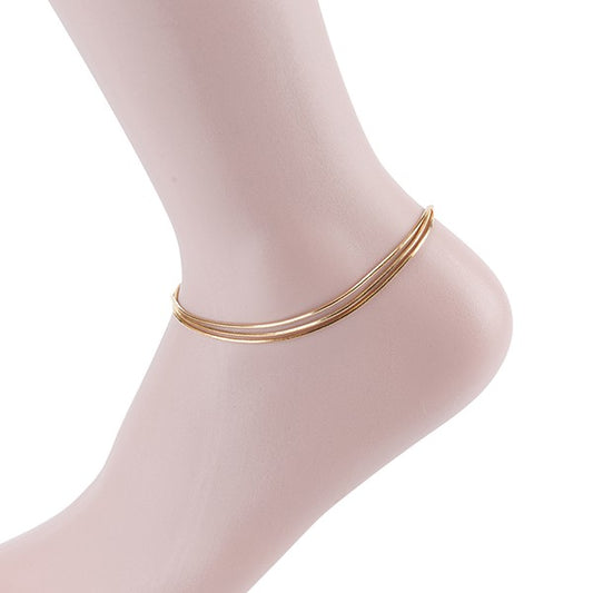 CHIC MULTI-LAYERED SNAKE PATTERN ANKLET - GOLD, SILVER