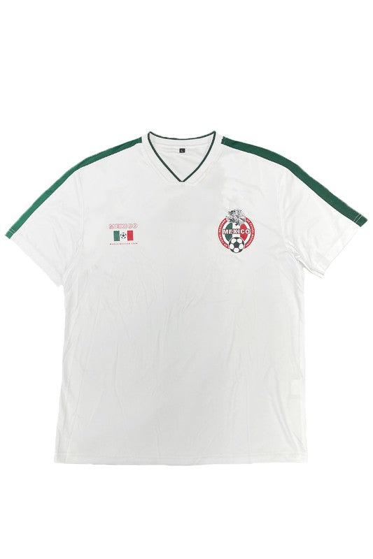 Mexico Team World Soccer V-Neck Jersey - Multiple Colors - (S-3XL)