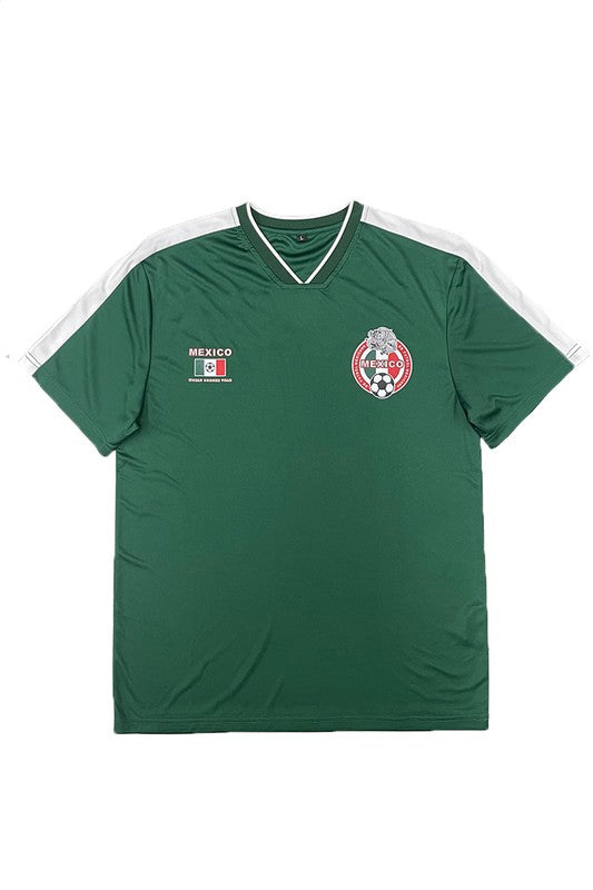 Mexico Team World Soccer V-Neck Jersey - Multiple Colors - (S-3XL)