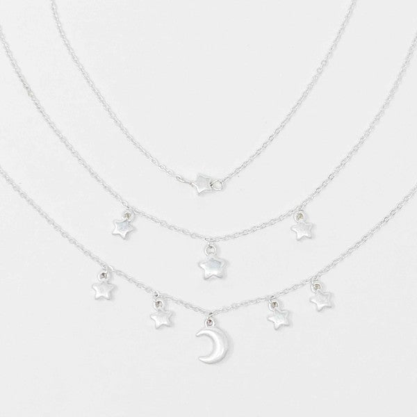 Moon & Stars Set of 3 Anklets - Gold, Silver