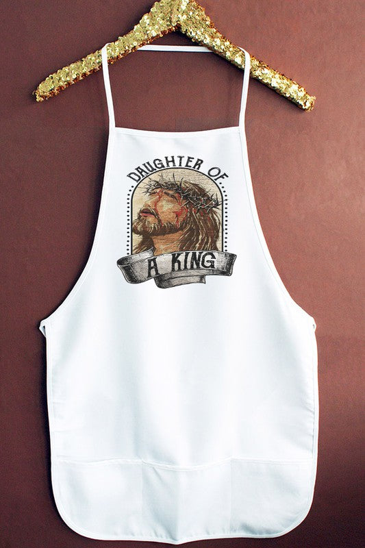 "Daughter Of A King" Graphic Apron - White