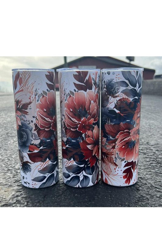20 OZ. FLORAL BOHO STAINLESS-STEEL TUMBLER WITH STRAW