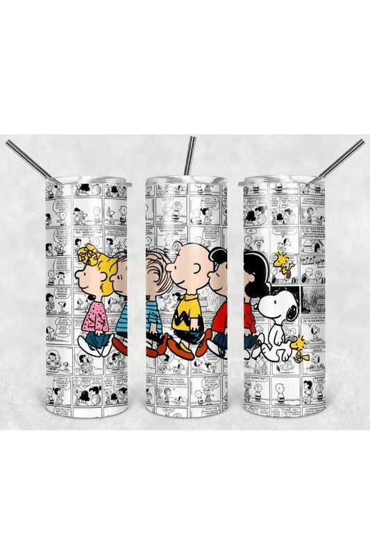 20 Oz. Peanuts Cartoon Comic Stainless-Steel Tumbler With Straw