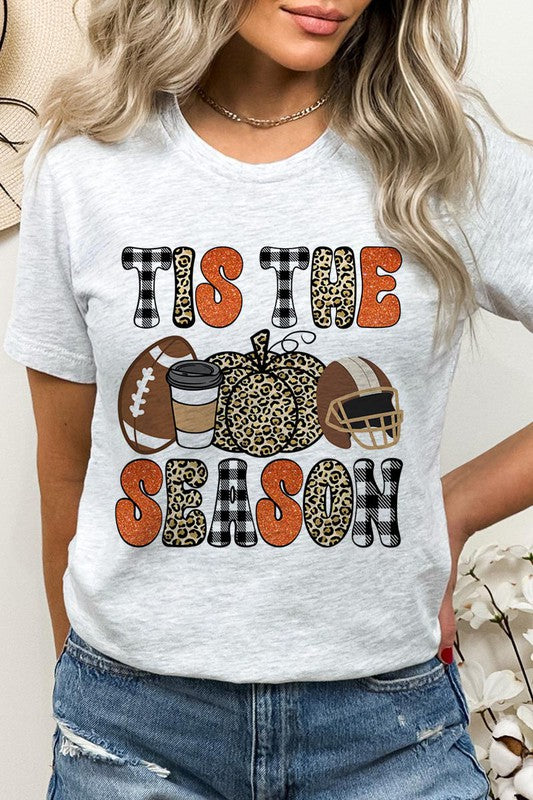 “Tis The Season” Fall-Themed Graphic Round-Neck Short-Sleeve Tee - Multiple Colors - (S-L)