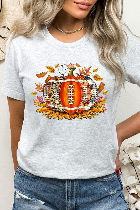 Fall-Football Themed Graphic Round-Neck Short-Sleeve Tee - Multiple Colors - (S-XL)