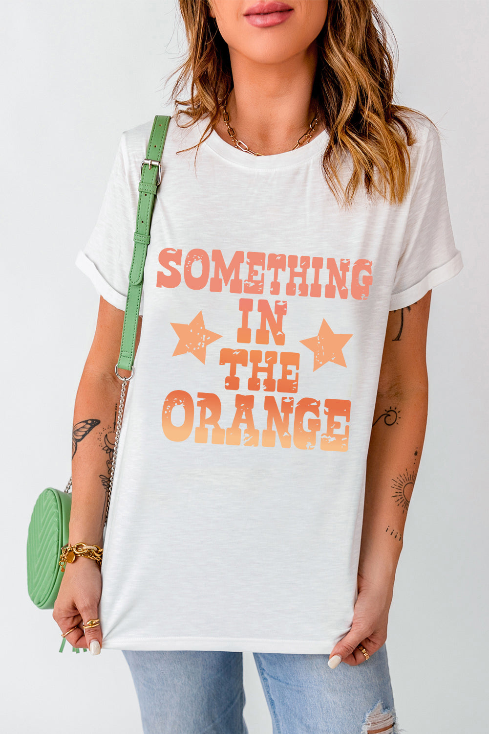 "Something In The Orange" Graphic Round-Neck Short-Sleeve T-Shirt - White - (S-2XL)