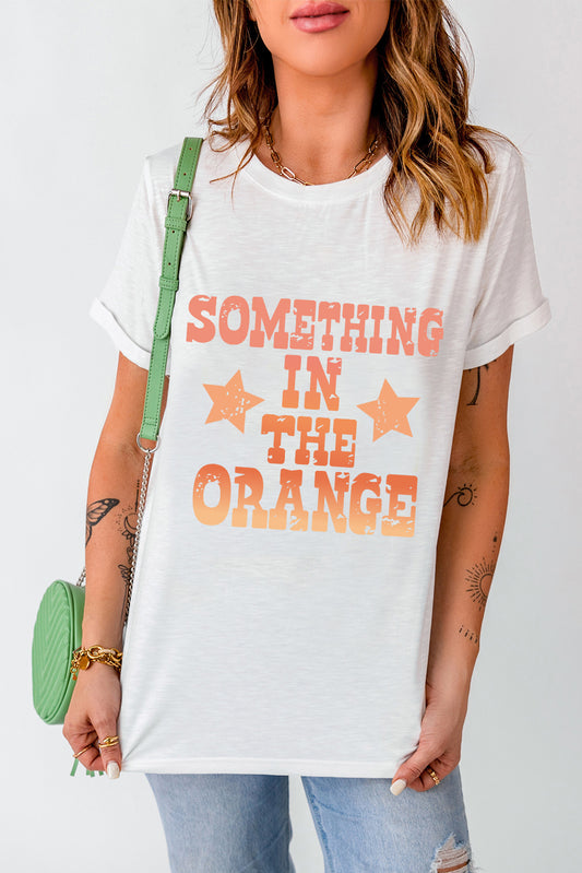 "Something In The Orange" Graphic Round-Neck Short-Sleeve T-Shirt - White - (S-2XL)