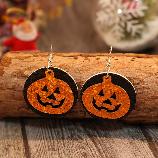 PU Leather Pumpkin Dangle Earrings