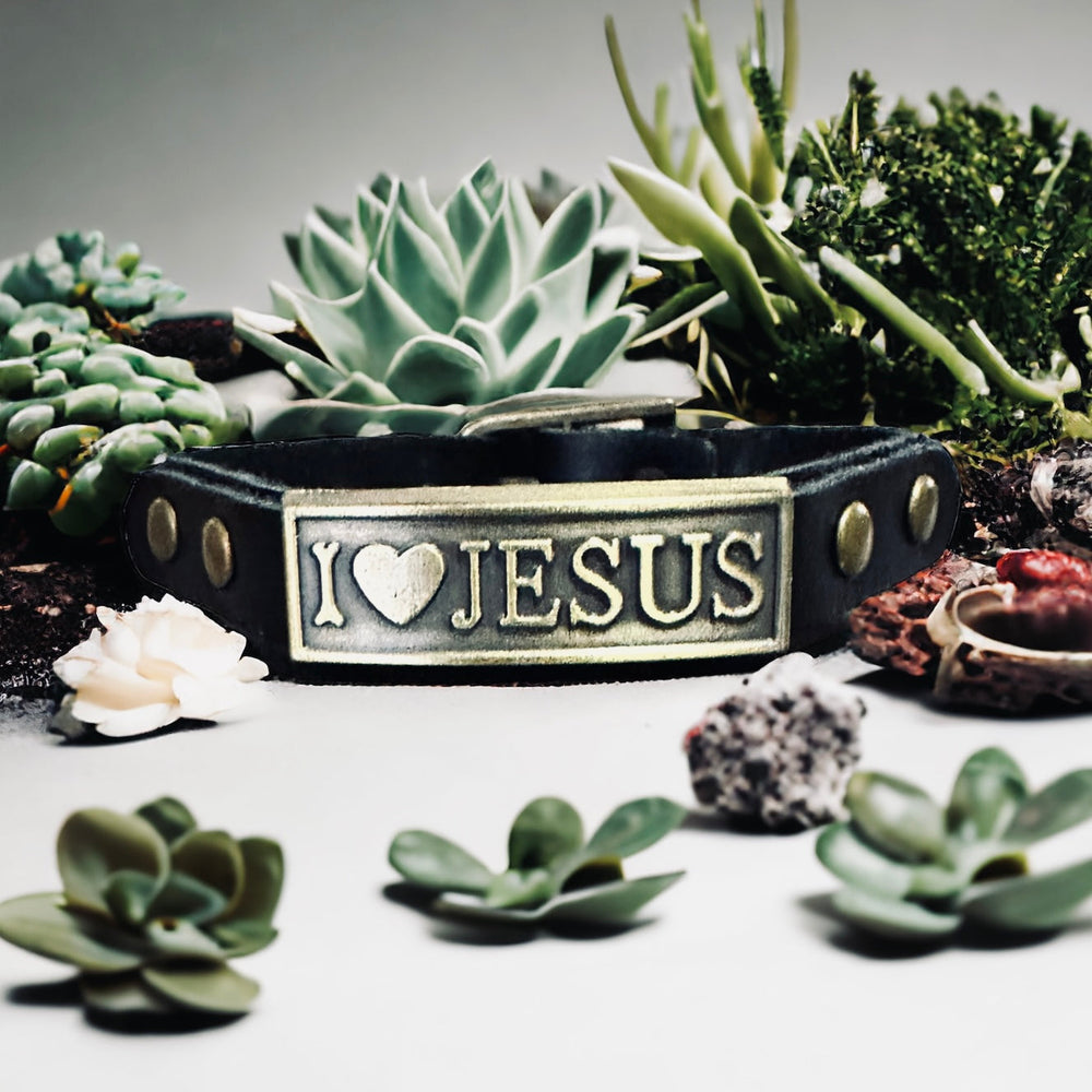 I Heart Jesus Leather Wristlet