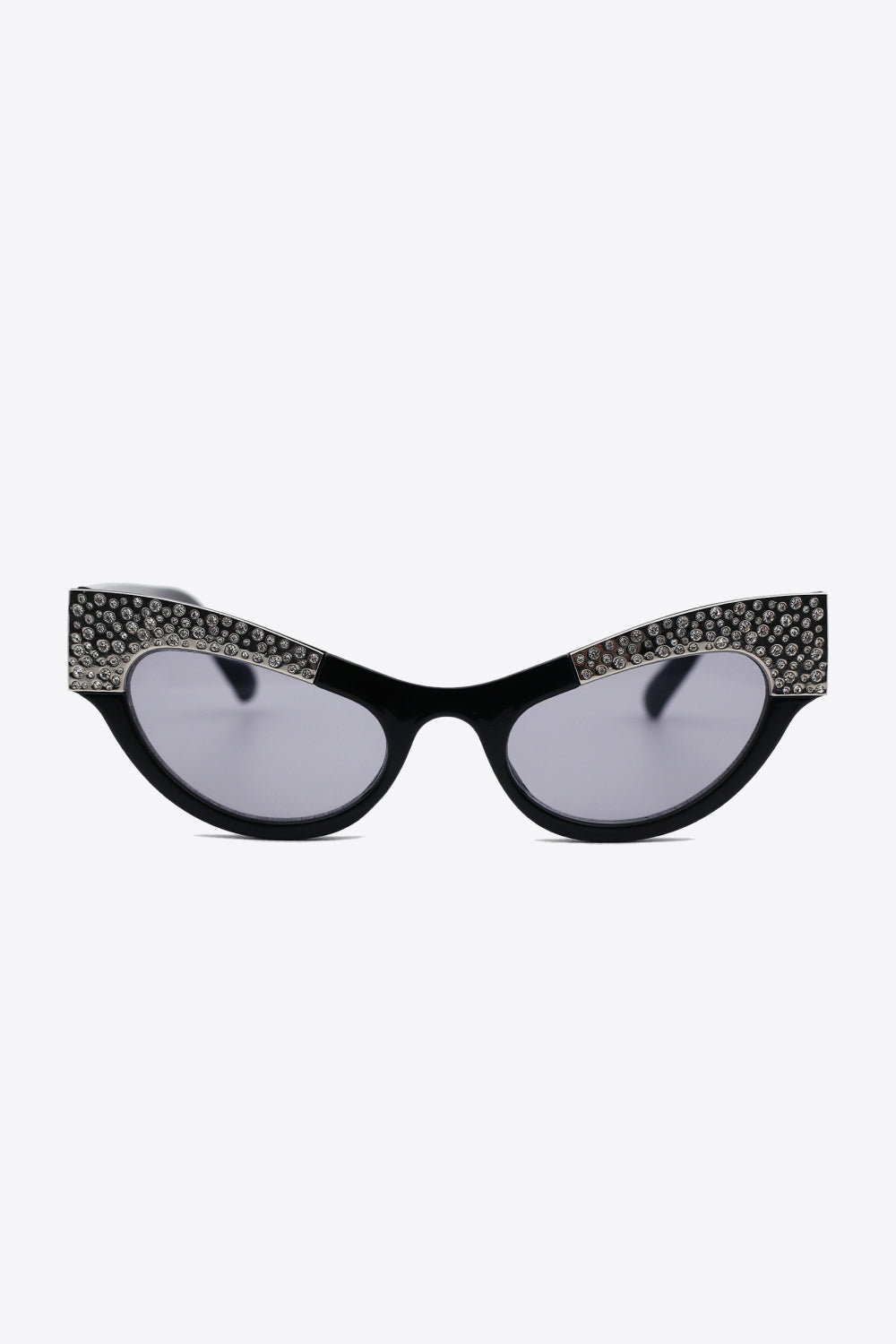 UV400 Rhinestone-Trim Cat-Eye Sunglasses With Case - Multiple Colors