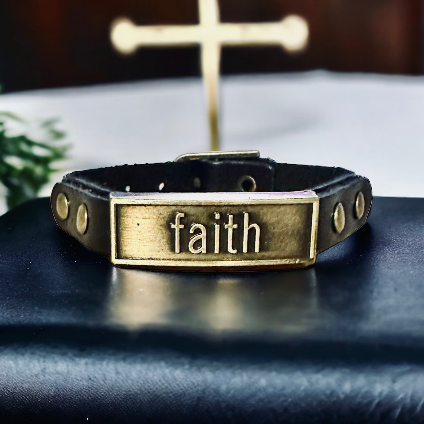 Leather Wristlet: Faith