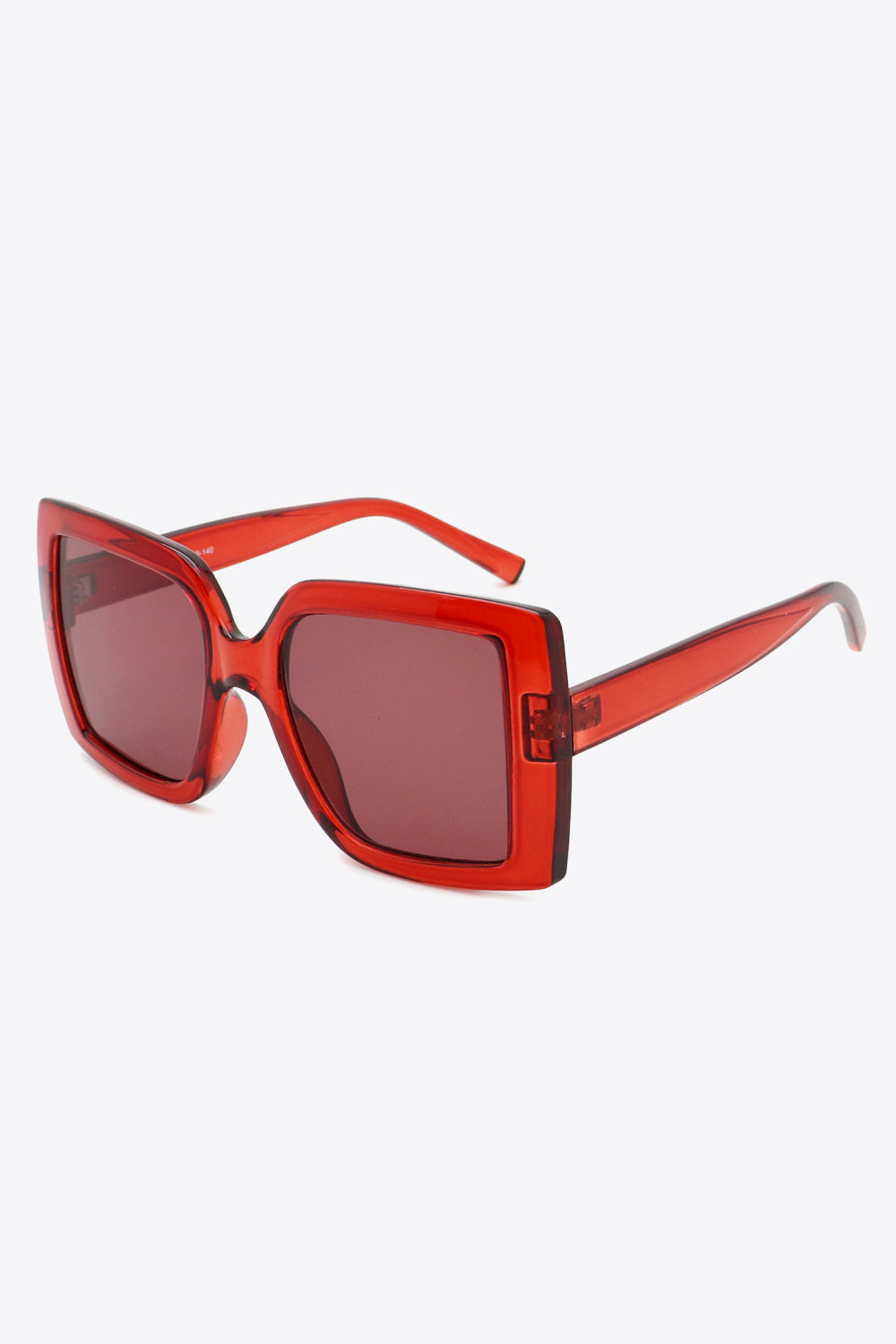 UV400 Acetate Square Lens Sunglasses With Case - Deep Red