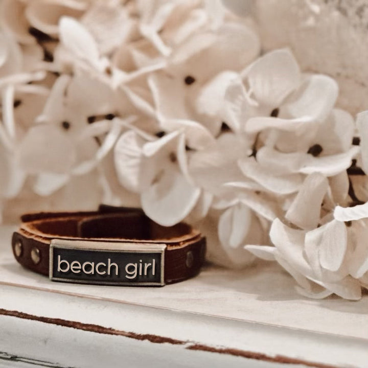 Leather Wristlet: Beach Girl