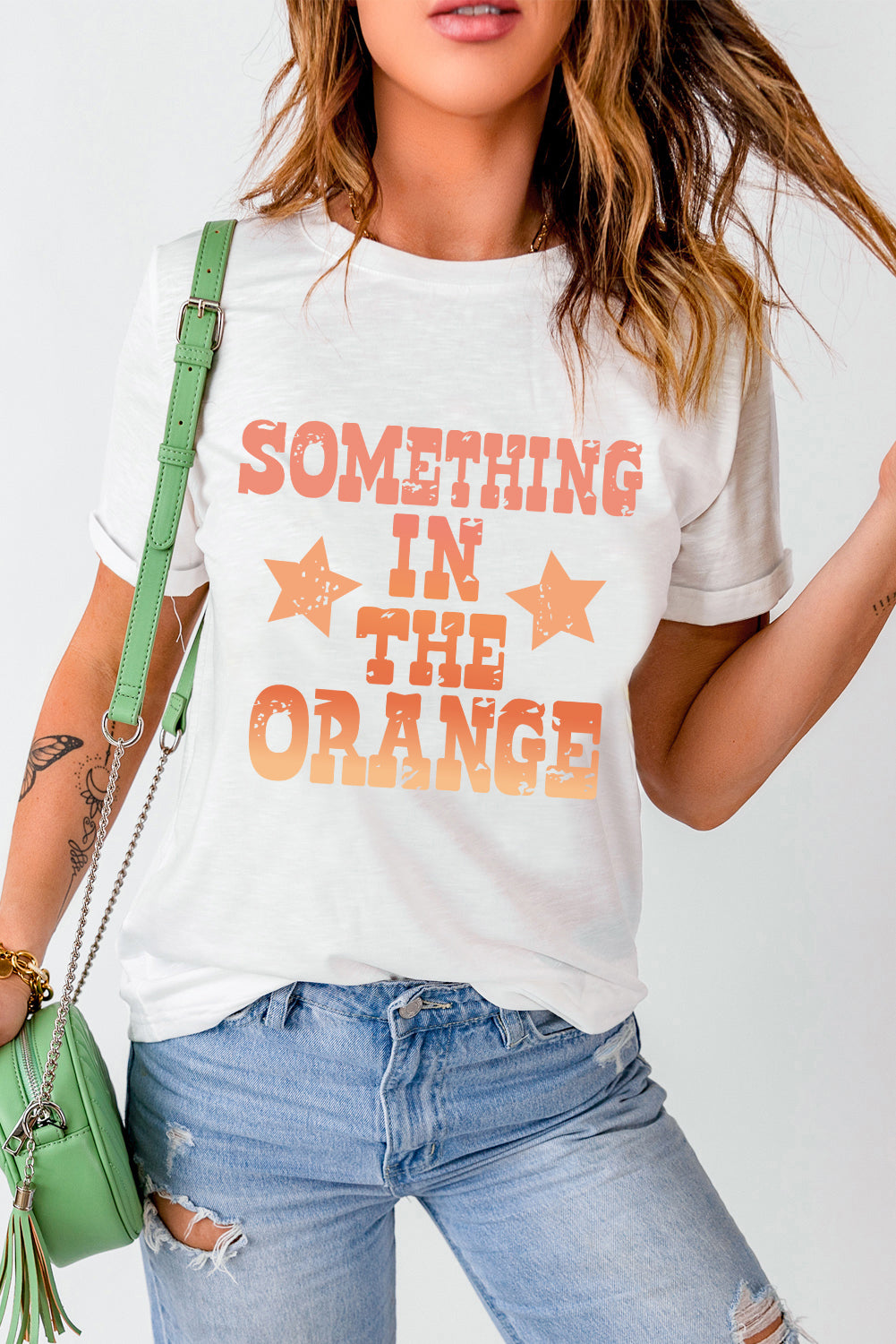 "Something In The Orange" Graphic Round-Neck Short-Sleeve T-Shirt - White - (S-2XL)