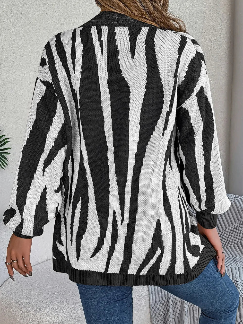 Animal-Print Open-Front Cardigan - Multiple Colors - (S-L)