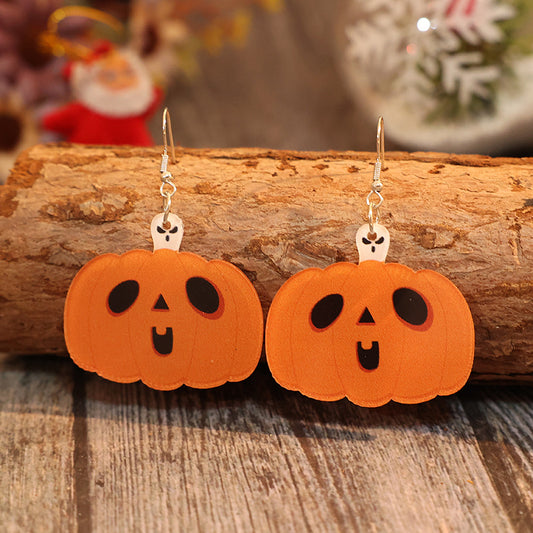 Acrylic/Alloy Pumpkin-Shape Dangle Earrings