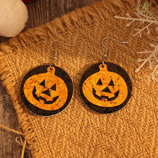 PU Leather Pumpkin Dangle Earrings