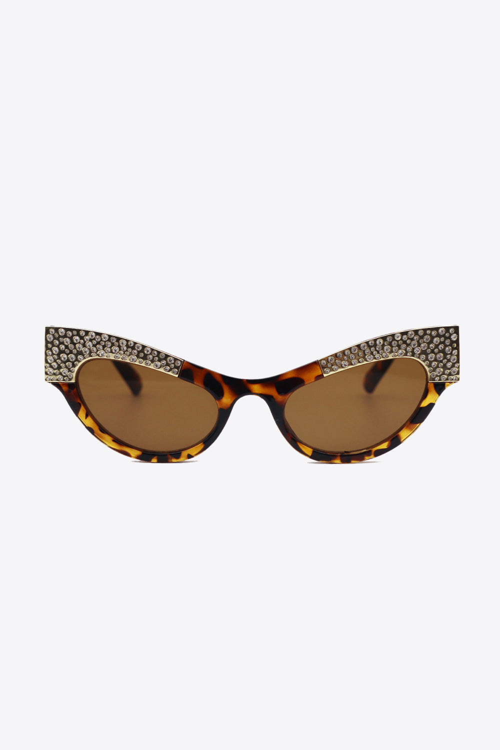 UV400 Rhinestone-Trim Cat-Eye Sunglasses With Case - Multiple Colors