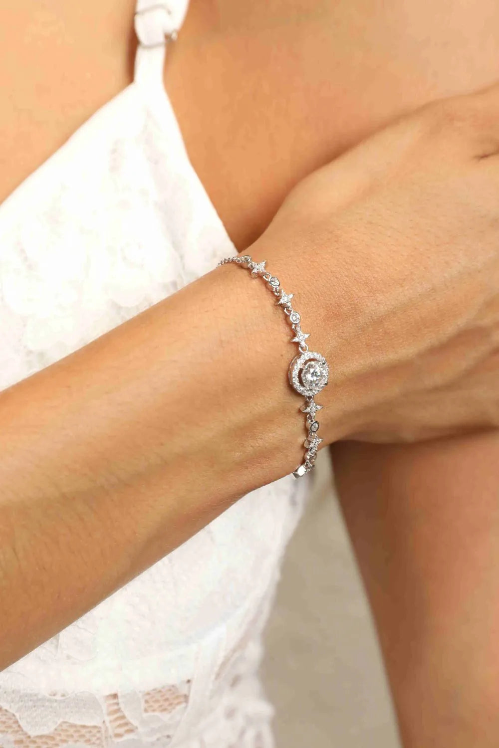 1 Carat Moissanite &amp; Zircon 925 Sterling Silver Adjustable Bracelet