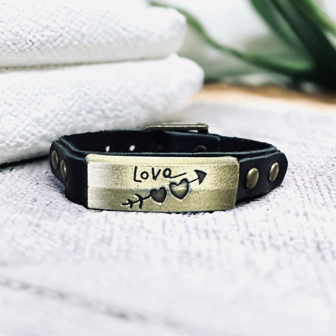 Leather Wristlet: Love