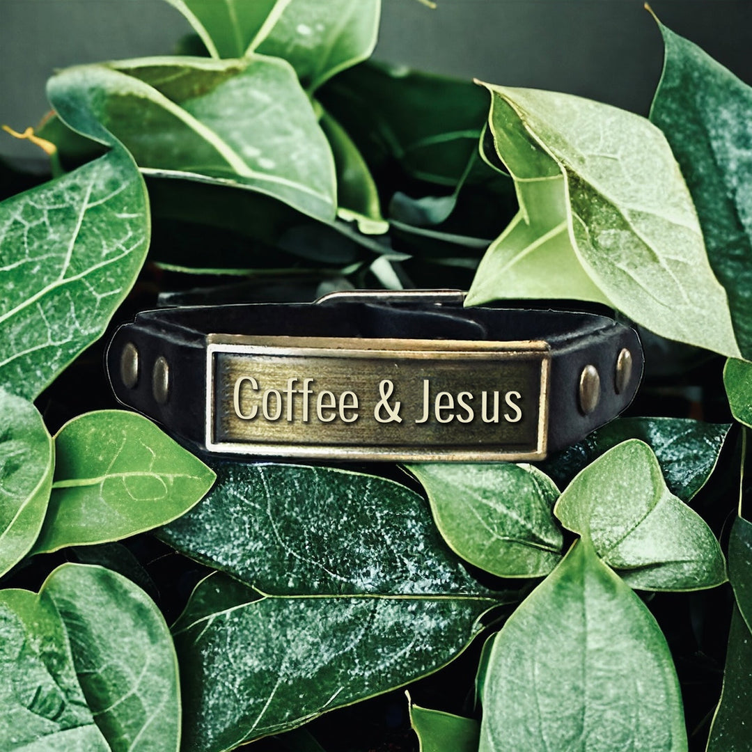 Leather Wristlet: Coffee &amp; Jesus