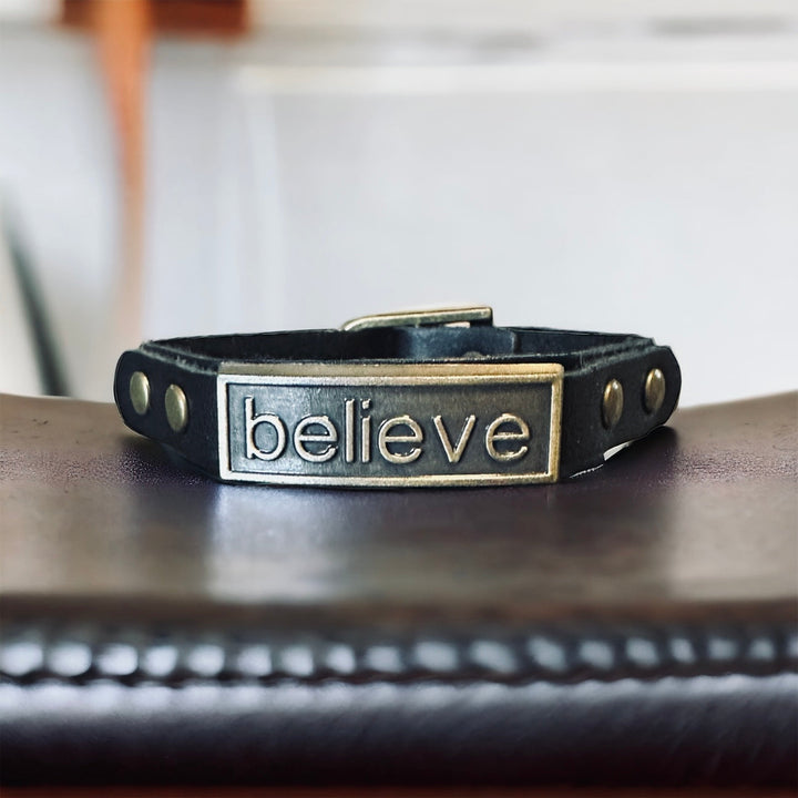 Leather Wristlet: Believe