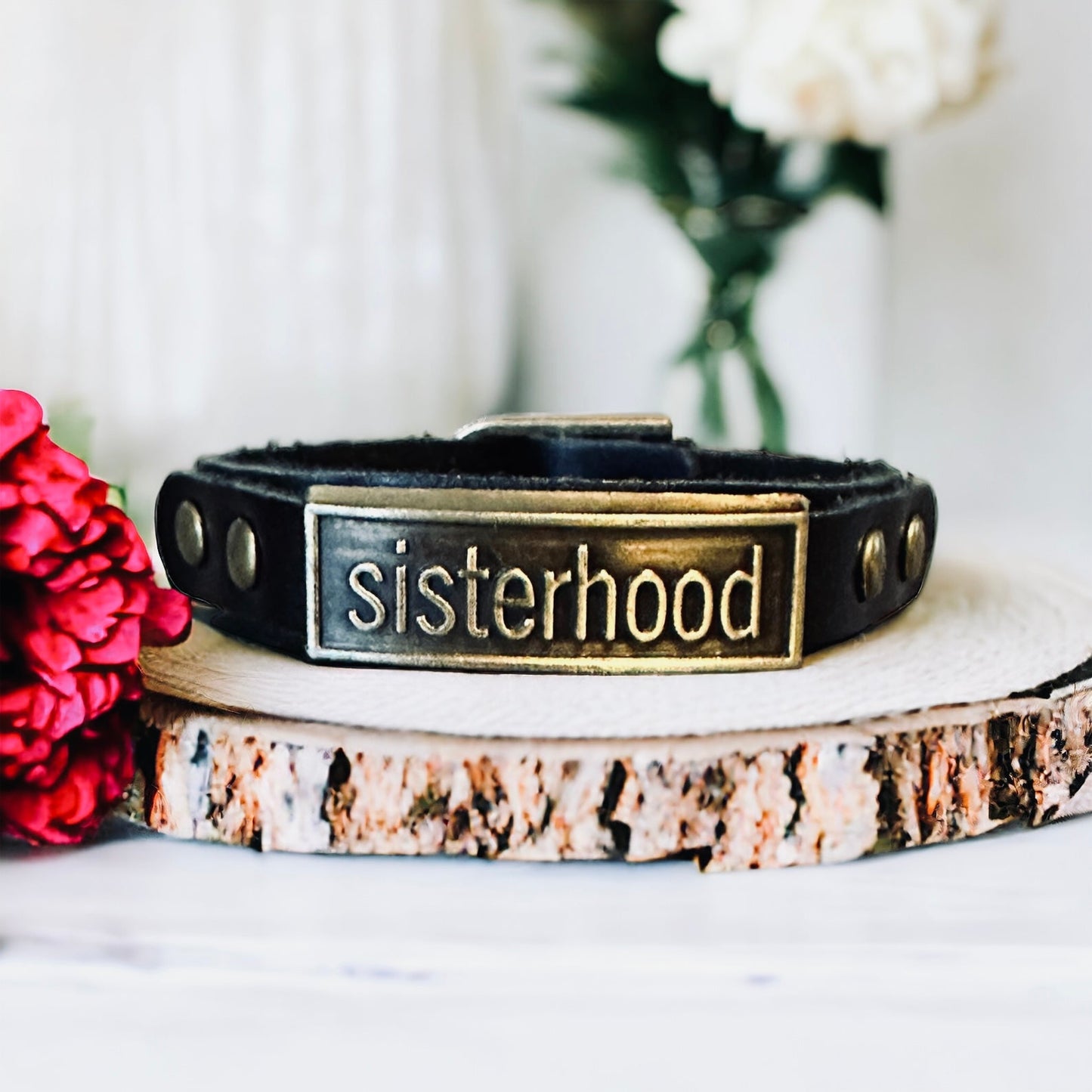 Leather Wristlet: Sisterhood